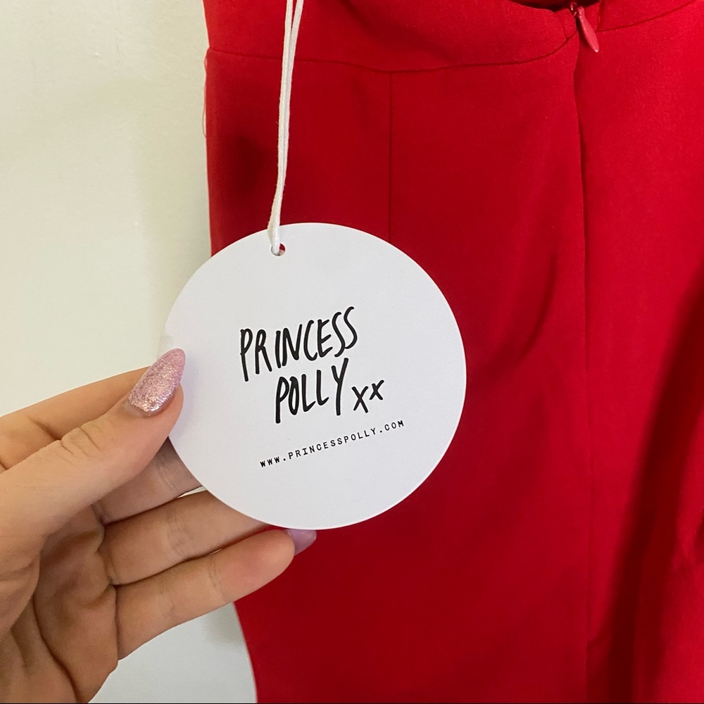 Princess Polly NWT Dress PRIYA Mini Sexy Strappy One Shoulder Font Slit Red 8 - Picture 6 of 8